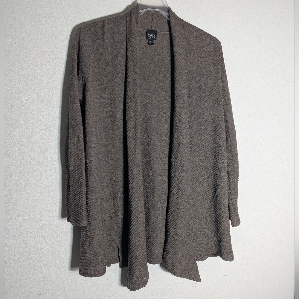 Eileen Fisher Women's‎ Open Cardigan 100% Italian Wool Textured Quiet Luxury PL